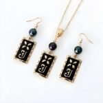 Hawaiian necklace set for women, with pearl and enamel