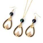 Hawaiian necklace set for women, with pearl and enamel