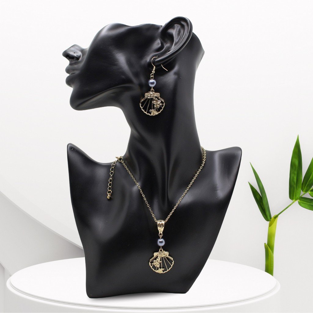 Hawaiian necklace set for women, with pearl and enamel