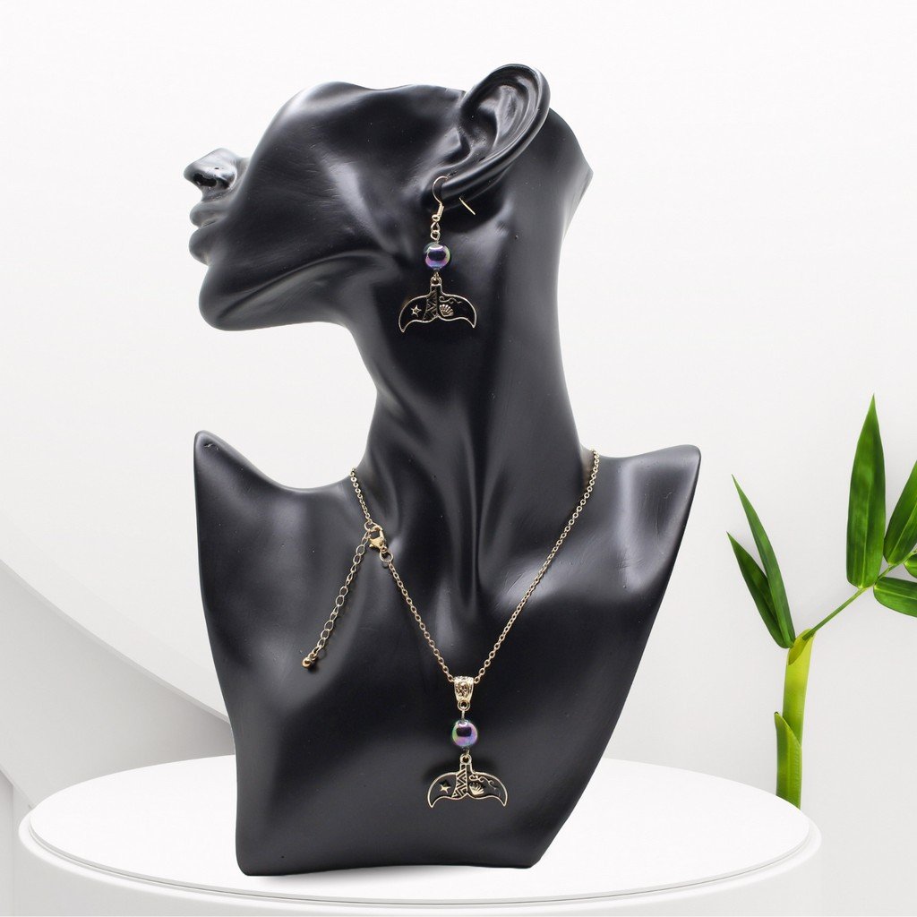 Hawaiian necklace set for women, with pearl and enamel