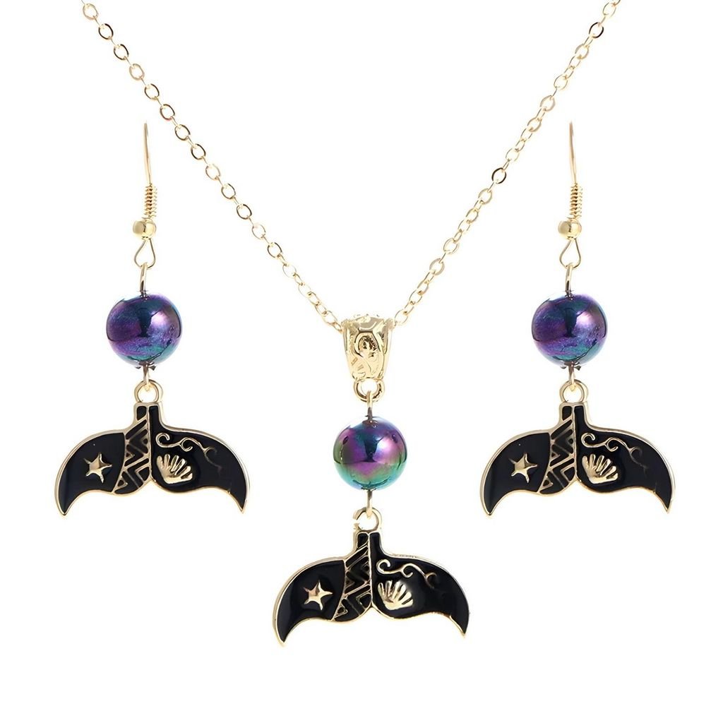 Hawaiian necklace set for women, with pearl and enamel