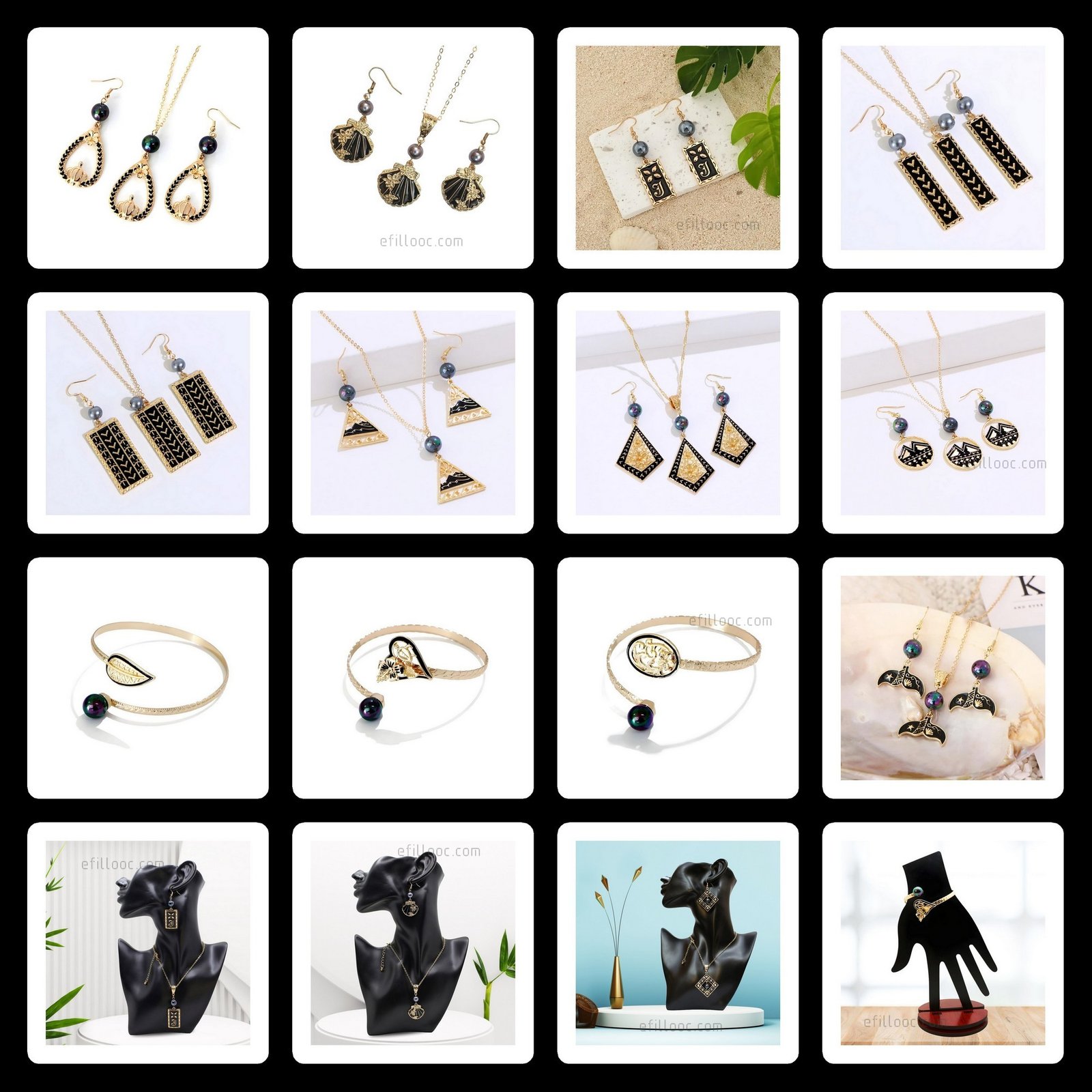 efillooc Hawaiian jewelry for girls sheet Hawaiian necklace set for girls, with pearl and enamel