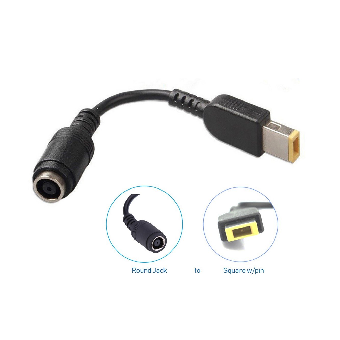 efillooc Power Plug Adapter Converter for Lenovo ThinkPad Round to Square Tip (3a) efillooc Power Plug Adapter Converter for Lenovo ThinkPad Round to Square Tip