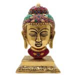 Efillooc brass Metal Handicraft Buddha Head statue bust