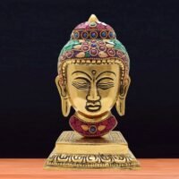 Efillooc-Metal-Handicraft-Buddha-Head-Pesdestal-wm-5 Efillooc brass Metal Handicraft Buddha Head statue bust