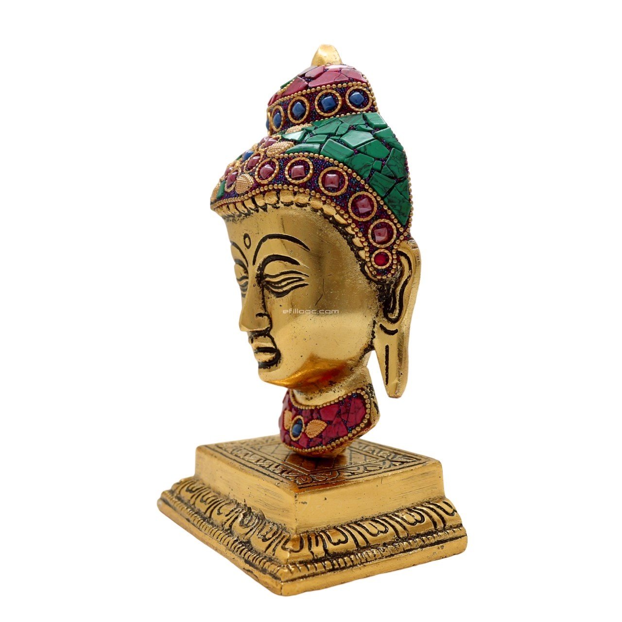 Efillooc Metal Handicraft Buddha Head Pesdestal wm (7) Efillooc brass Metal Handicraft Buddha Head statue bust