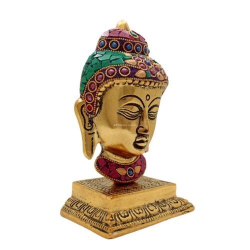 Efillooc brass Metal Handicraft Buddha Head statue bust