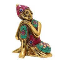 Efillooc Metal Handicraft Sleeping Buddha Statue figurine for Home and car