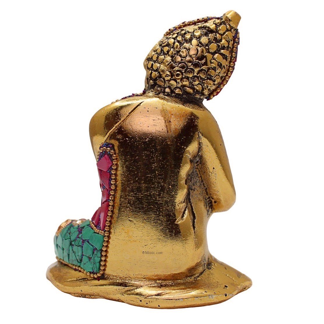 Efillooc metal handicraft sleeping buddha statue resting head wm (2) Efillooc Metal Handicraft Sleeping Buddha Statue figurine for Home and car