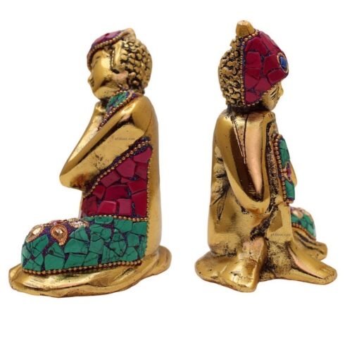 Efillooc Metal Handicraft Sleeping Buddha Statue figurine for Home and car