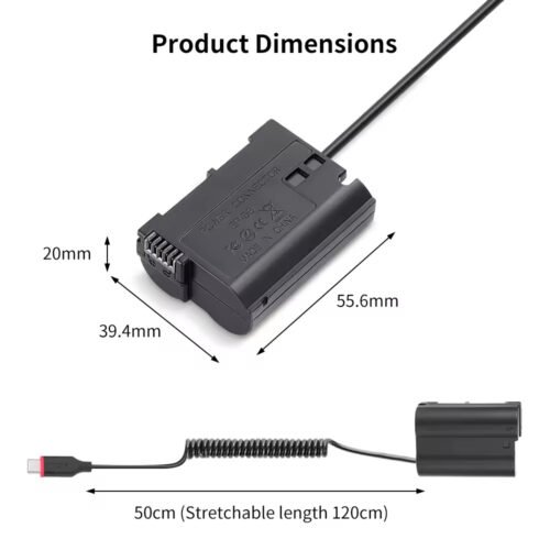 efillooc dummy battery with type-c dc coupler for nikon EL-15 EP-5B
