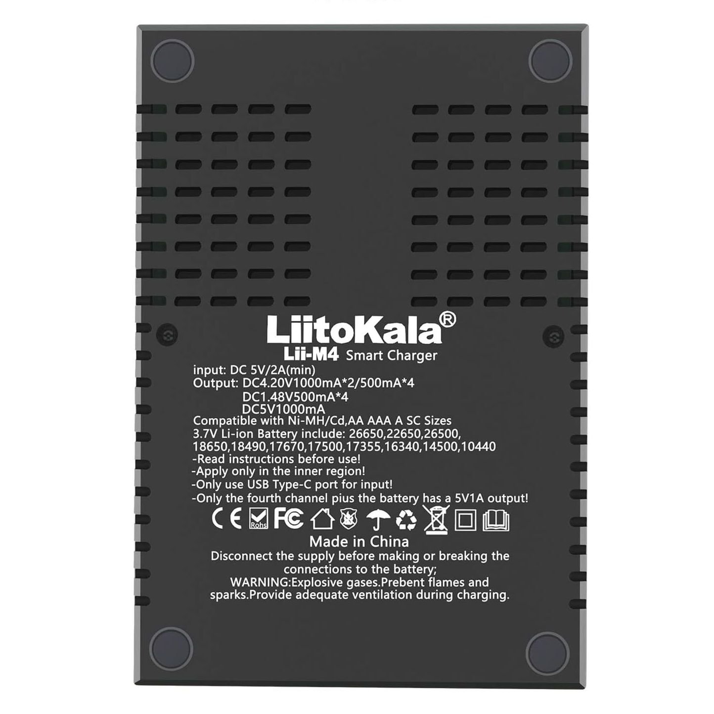 efillooc liitokala lii-M4 4 Bay smart battery charger USB AA AAA 18650 14500 21700