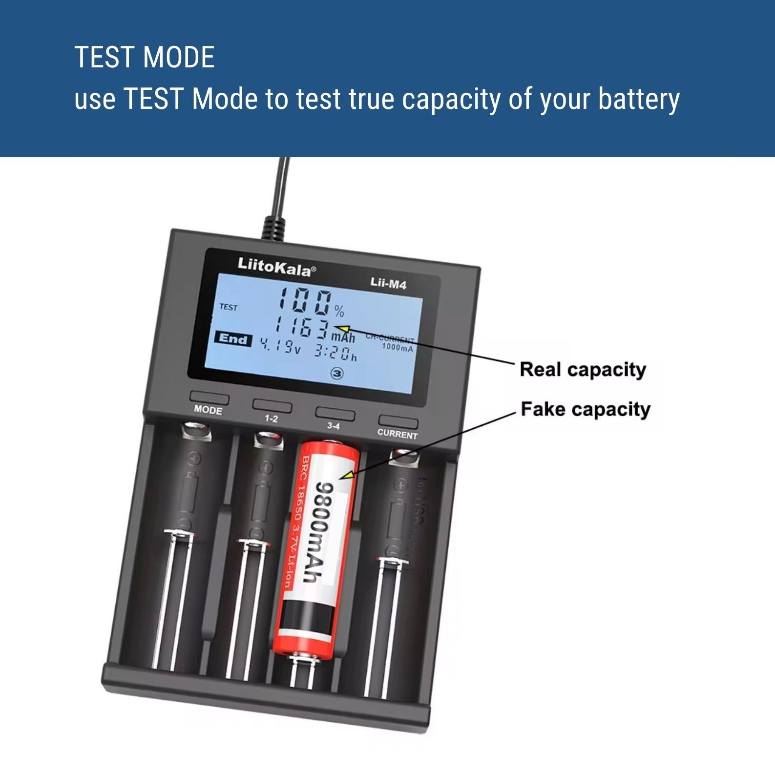 efillooc liitokala lii-M4 4 Bay smart battery charger USB AA AAA 18650 14500 21700