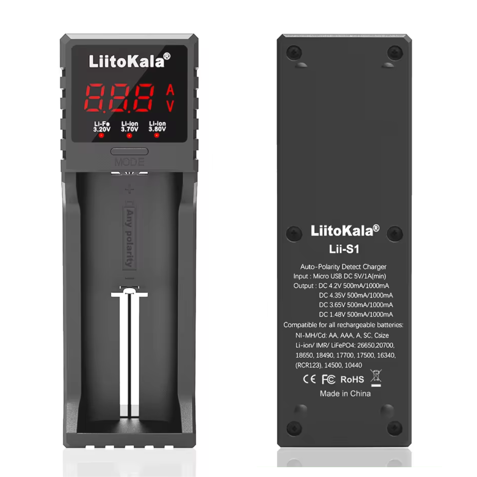 efillooc liitokala lii-S1 battery charger USB Type-C AA AAA C 14500 18650 RCR123 21700