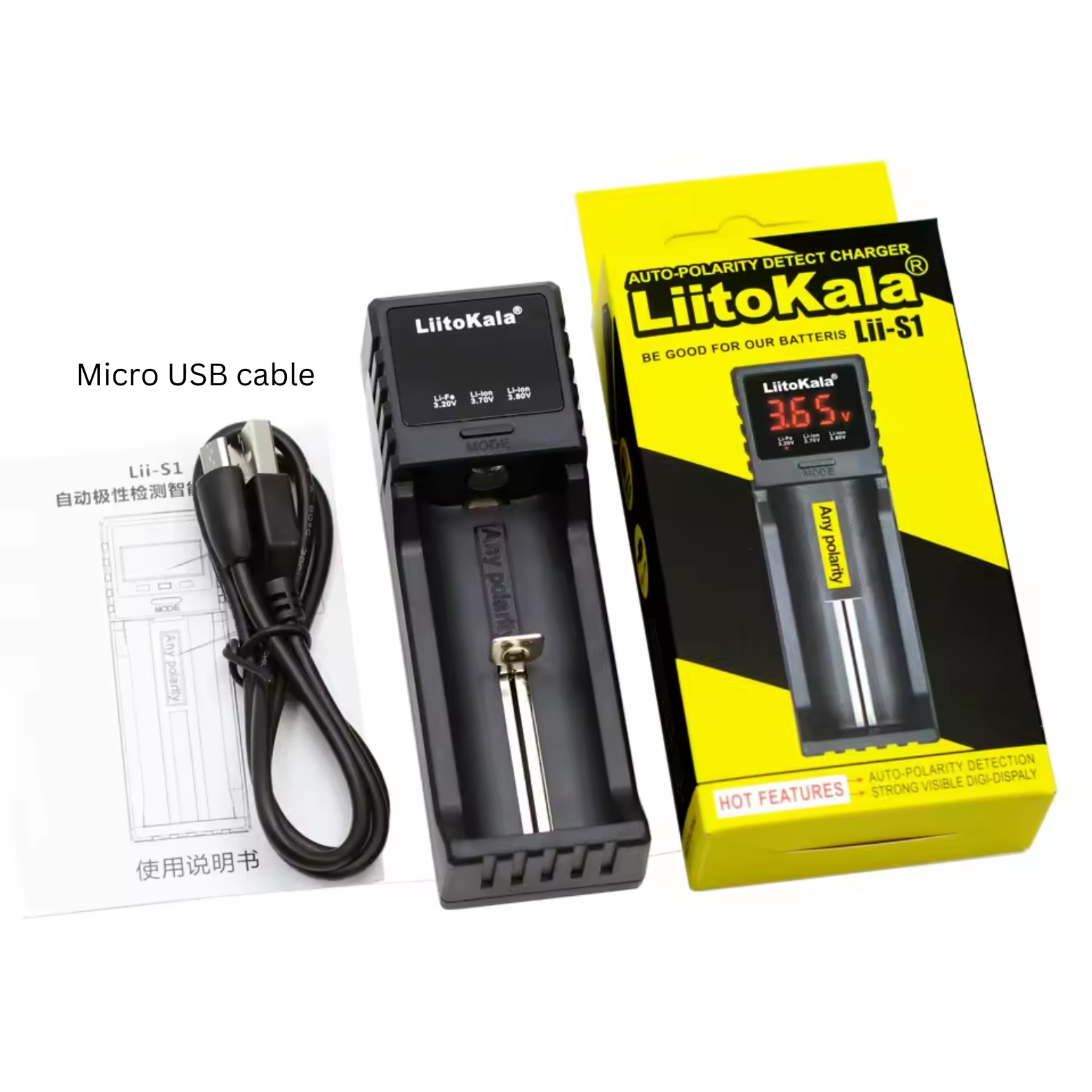 efillooc liitokala lii-S1 battery charger USB Type-C AA AAA C 14500 18650 RCR123 21700