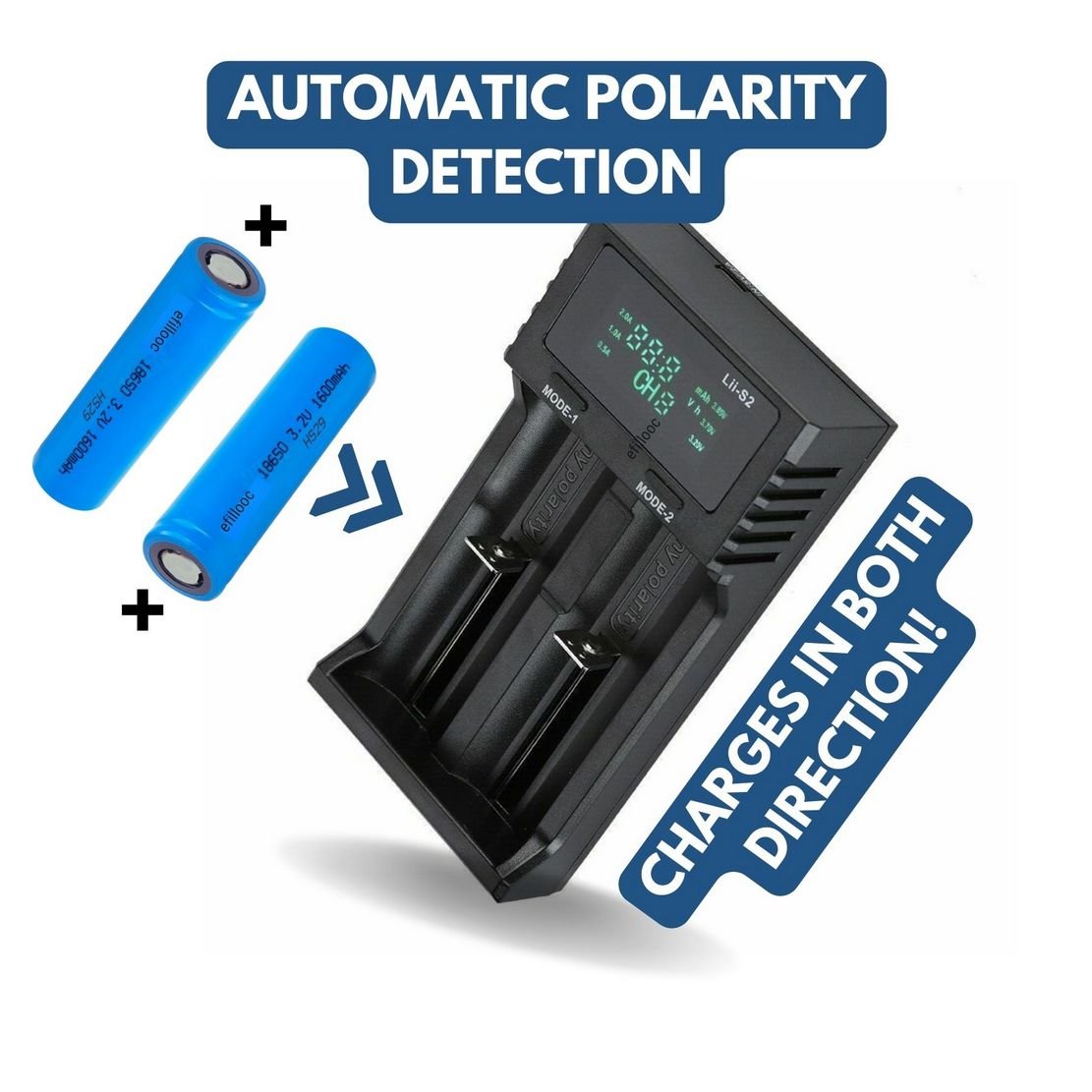 efillooc liitokala lii-S2 battery charger USB AA AAA 18650 4.2V 2A output