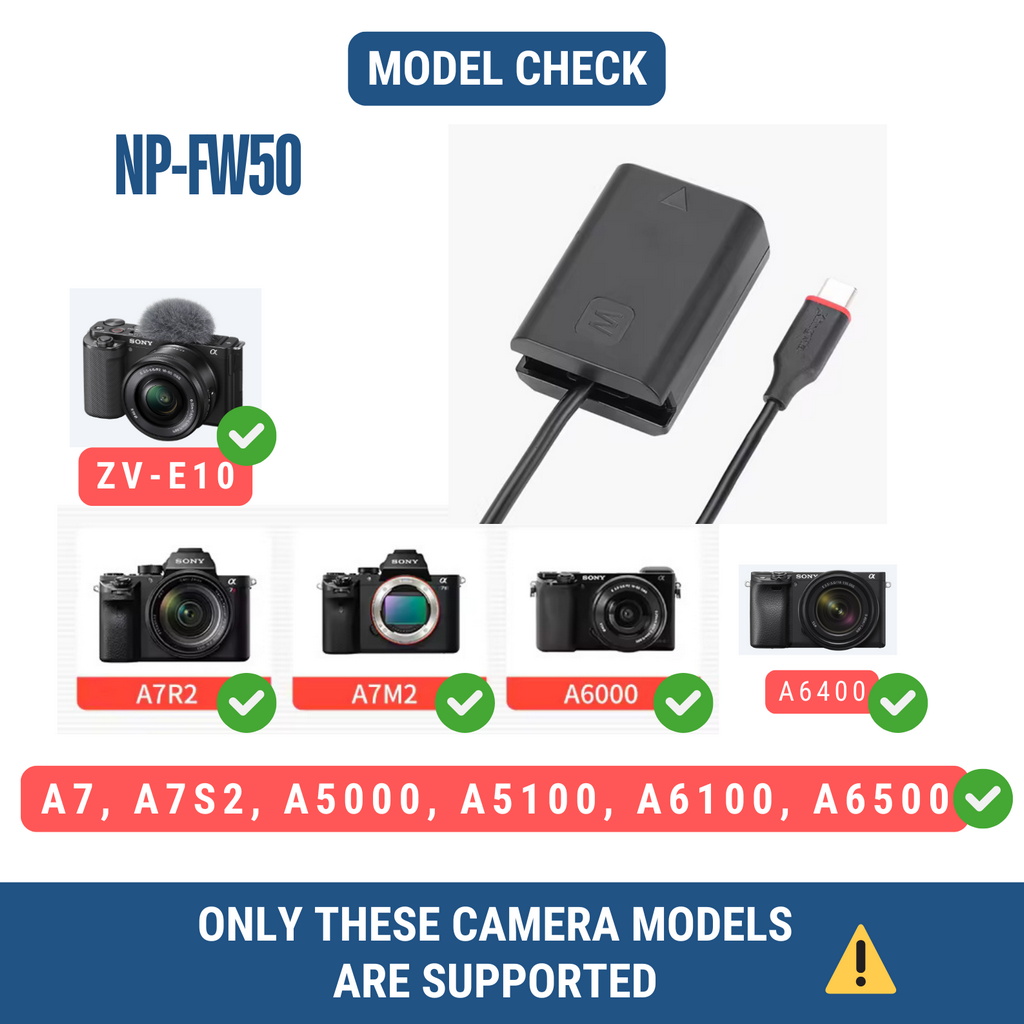efillooc np-fw50 dummy battery usb c dc coupler for sony (9b2) efillooc dummy battery for sony np-fw50 a6400 a6100 zv e10