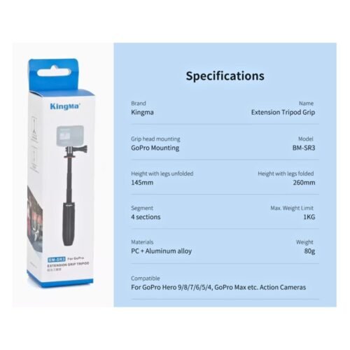 efillooc kingma bm-sr3 mini tripod grip for gopro hero 9 8 7