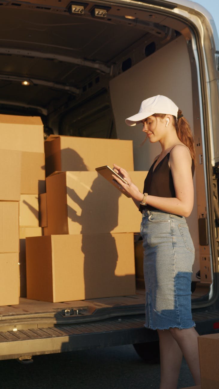 woman checking deliveries flipkart