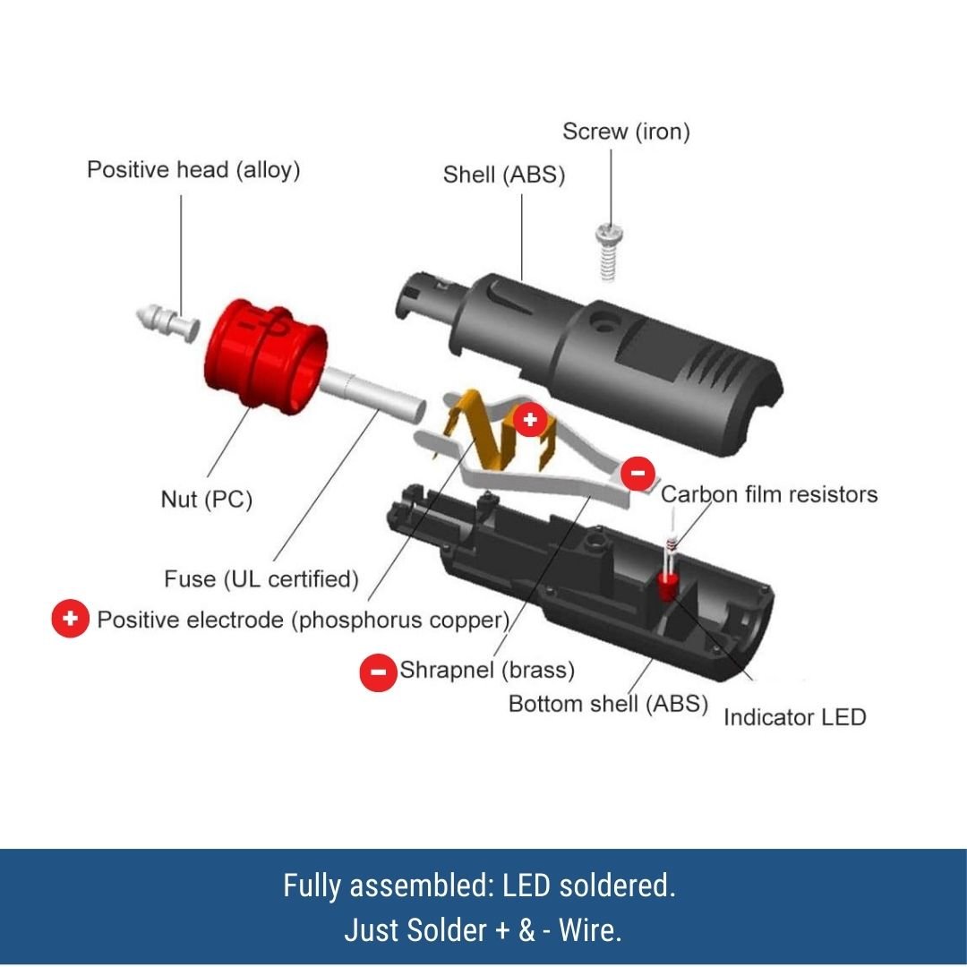 efillooc 12V High Power Car Male Plug Connector with 8A Fuse LED, For Tyre Inflator Cooler