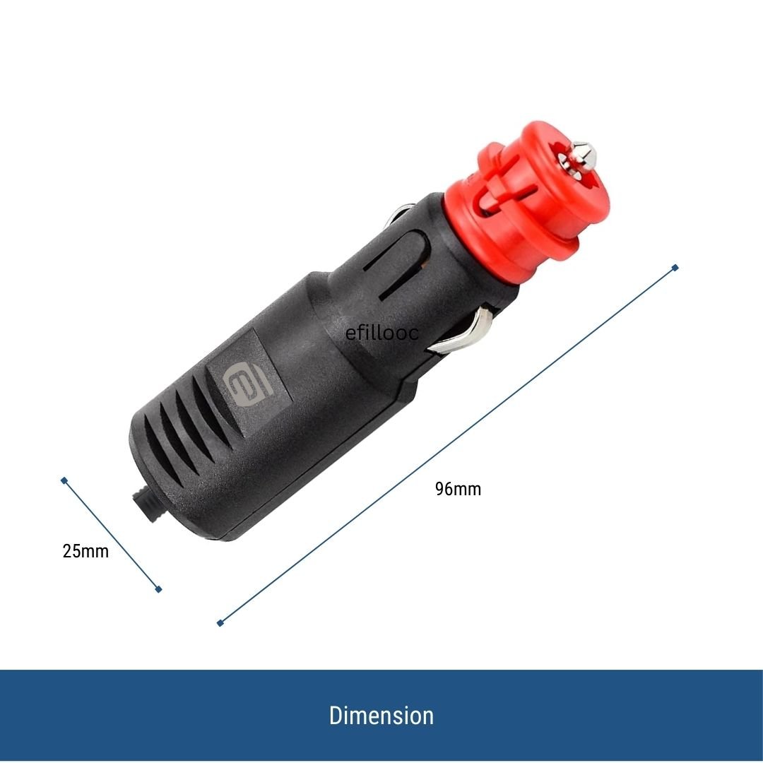 efillooc 12V High Power Car Male Plug Connector with 8A Fuse LED, For Tyre Inflator Cooler