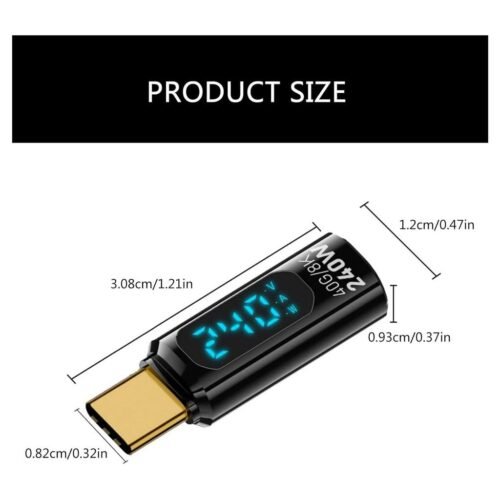 efillooc 240W PD USB C Male to Female Adapter with Digital Display, 40Mbps, 8K Video Support for Laptops Smartphones