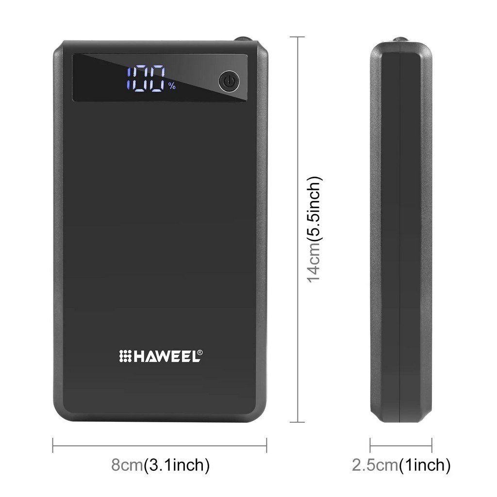 efillooc haweel 6x18650 battery box case shell diy black (7) HAWEEL DIY 6x18650 Battery 24W PD QC Fast Charge Power Bank Box Case with Display
