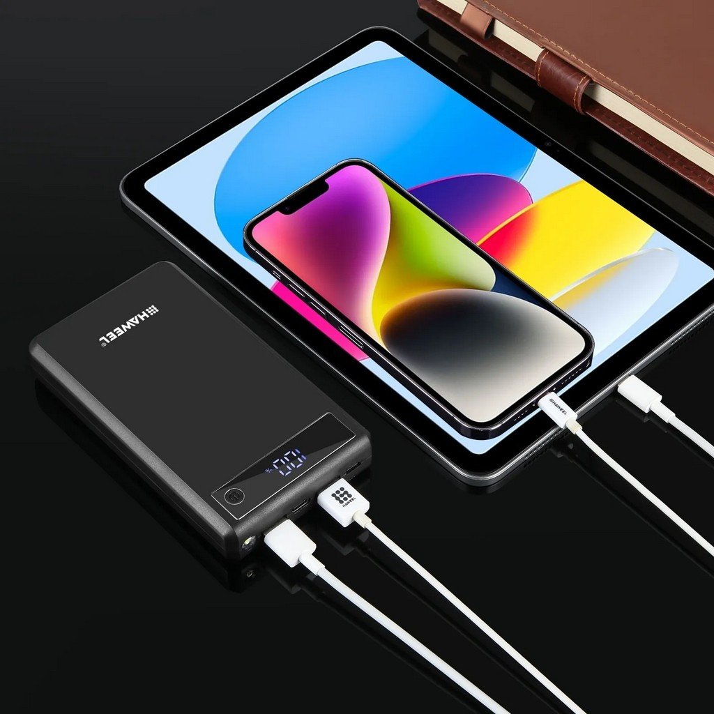 efillooc haweel 6x18650 battery box case shell diy black (8) HAWEEL DIY 6x18650 Battery 24W PD QC Fast Charge Power Bank Box Case with Display