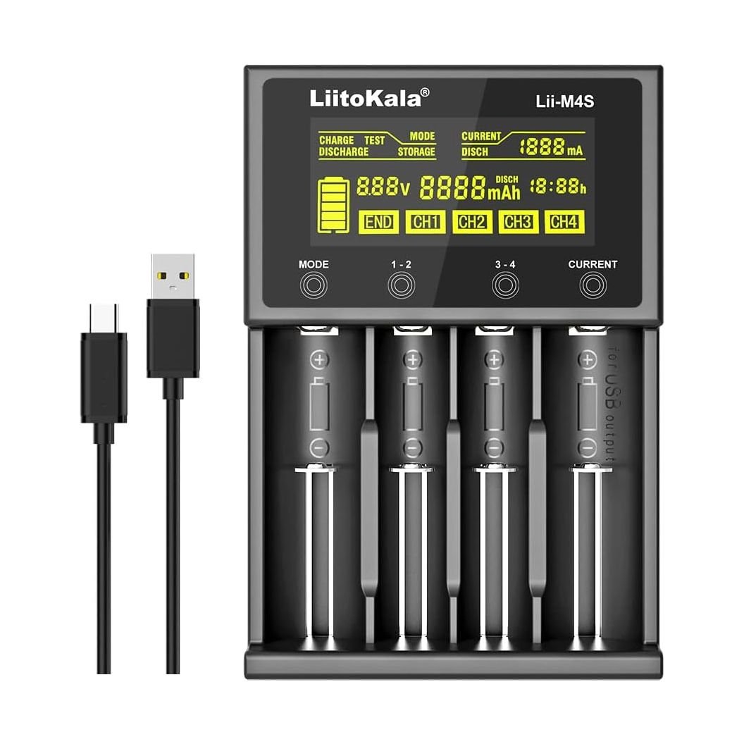 efillooc liitokala lii-m4s smart charger 18650 AA 21700 (1) Liitokala Lii-M4S USB-C 4 Channel Smart Charger for AAA AA 18650