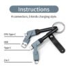 efillooc 6in1 usb c data cable multiport charging cable short