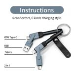 efillooc 6in1 usb c data cable multiport charging cable short