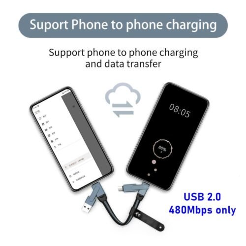 efillooc 6in1 usb c data cable multiport charging cable short