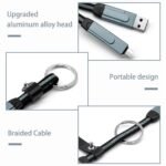 efillooc 6in1 usb c data cable multiport charging cable short