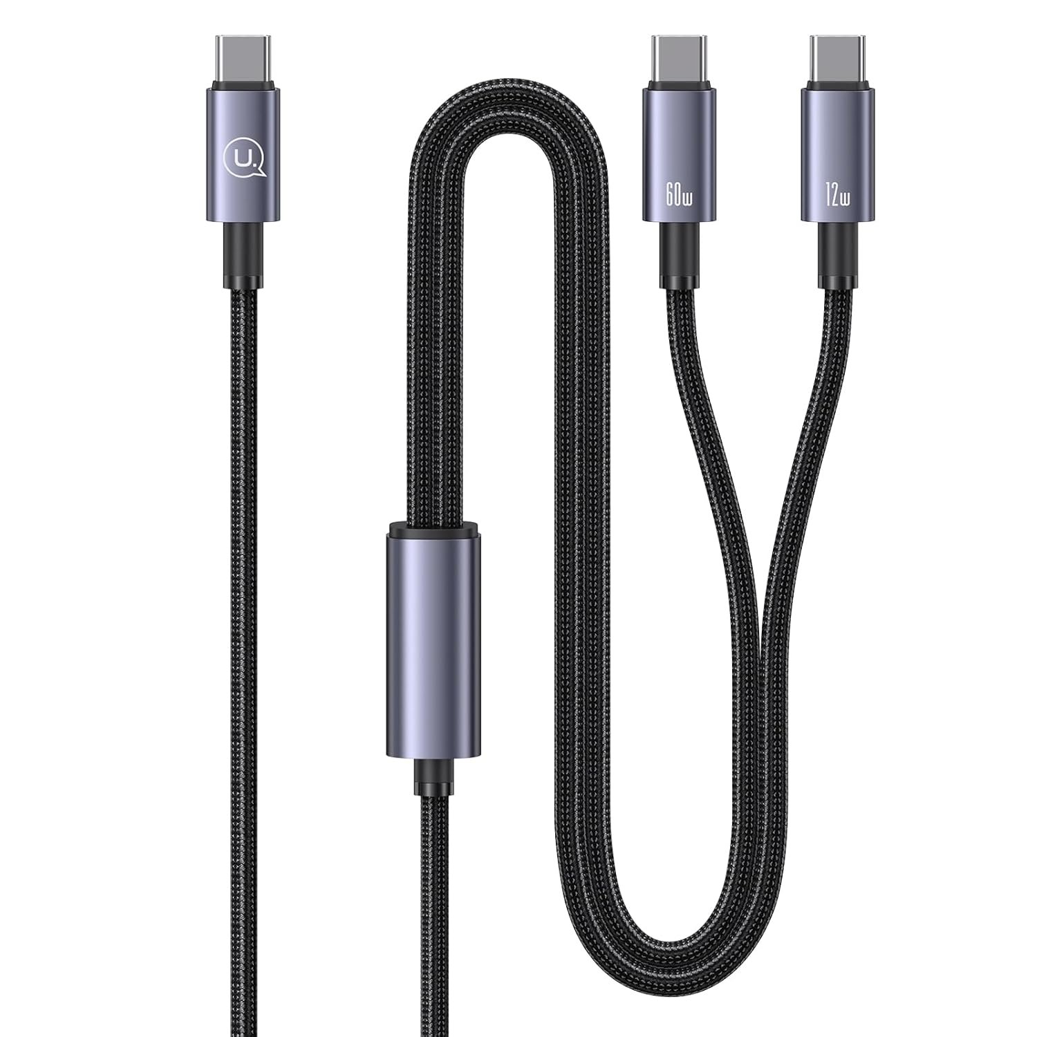 Efillooc Usams SJ740 USB C Laptop Charging Cable 2-in-1 USB C to dual usb c 60W PD