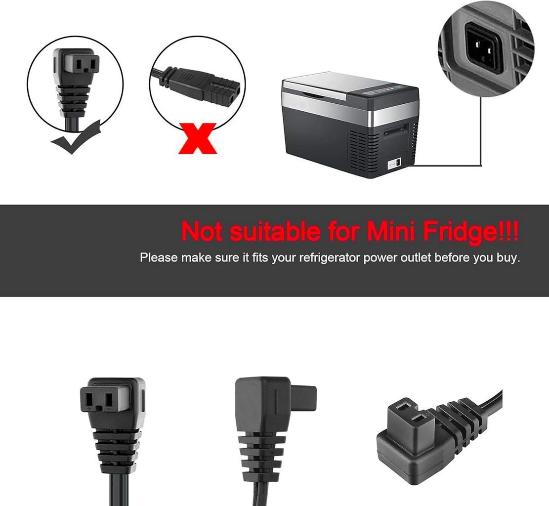 efillooc 12-24V car fridge cooler dc power plug l shape