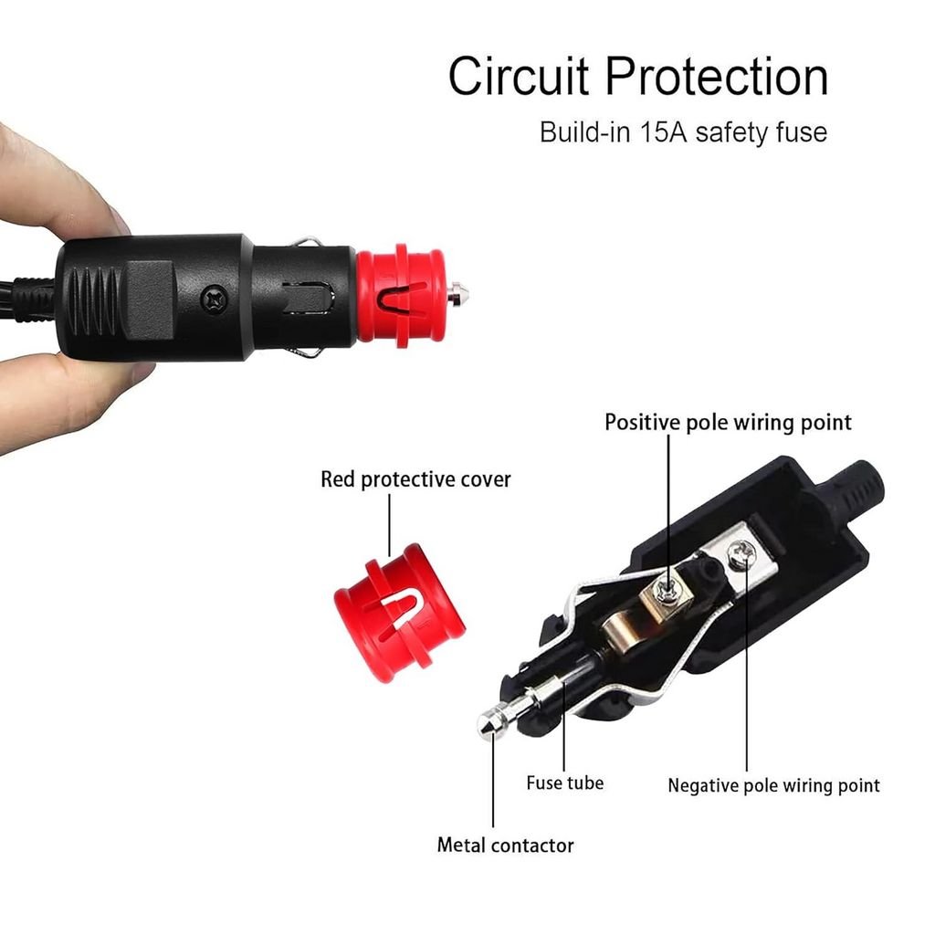 efillooc 12-24V car fridge cooler dc power plug l shape