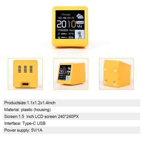 efillooc smart wifi weather station clock iot wifi mini clock with alarm