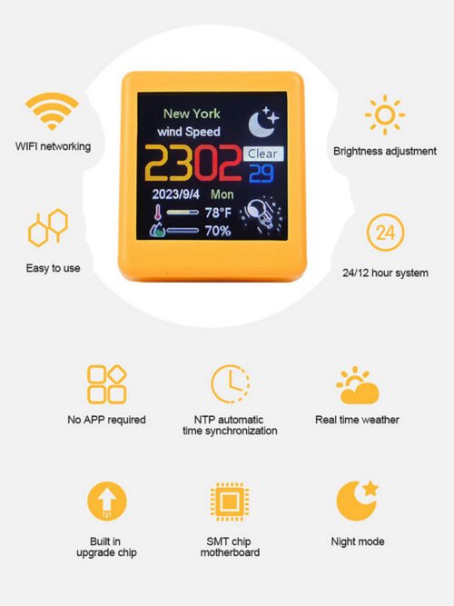 efillooc smart wifi weather station clock iot wifi mini clock with alarm