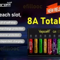 efillooc vapcell Q8 8 channel 18650 charger 1Ax8