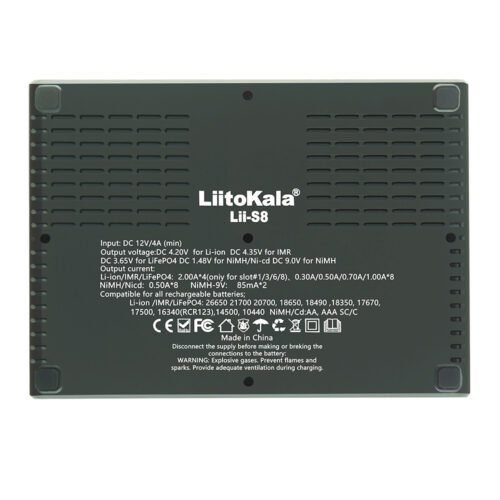 efillooc liitokala lii-s8 8 slot charger 2A fast charger
