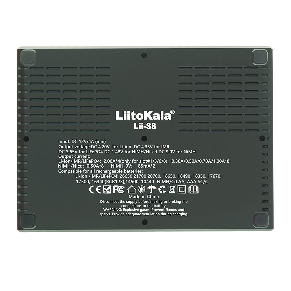 efillooc liitokala s8 8 slot charger 2A fast charger (1a) efillooc liitokala lii-s8 8 slot charger 2A fast charger