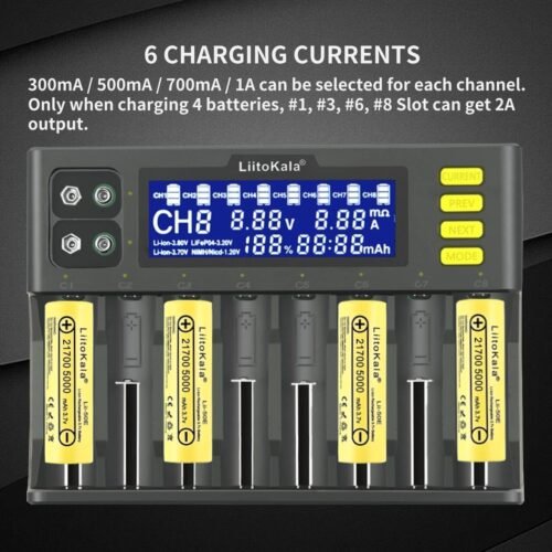 efillooc liitokala lii-s8 8 slot charger 2A fast charger
