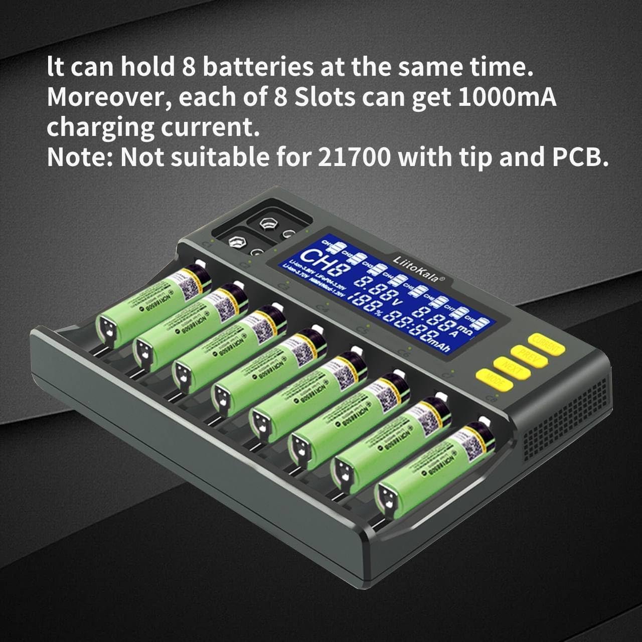 efillooc liitokala s8 8 slot charger 2A fast charger (4) efillooc liitokala lii-s8 8 slot charger 2A fast charger