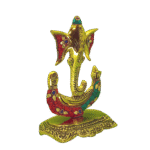 efillooc metal handicraft ganesh idol statue trunk with colorful stone setting