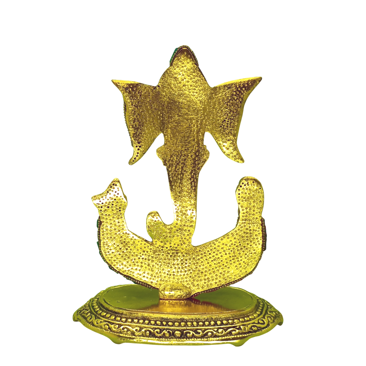 efillooc metal handicraft ganesh idol statue trunk with colorful stone setting