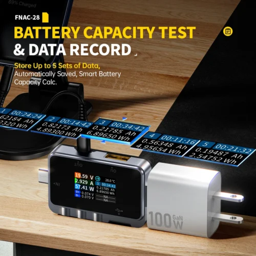 FNIRSI FNAC-28 2-IN-1 Type-C USB Tester Digital Voltmeter