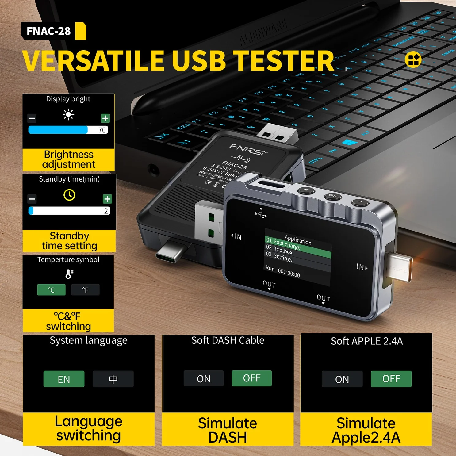 FNIRSI FNAC-28 2-IN-1 Type-C USB Tester Digital Voltmeter (6) FNIRSI FNAC-28 2-IN-1 Type-C USB Tester Digital Voltmeter