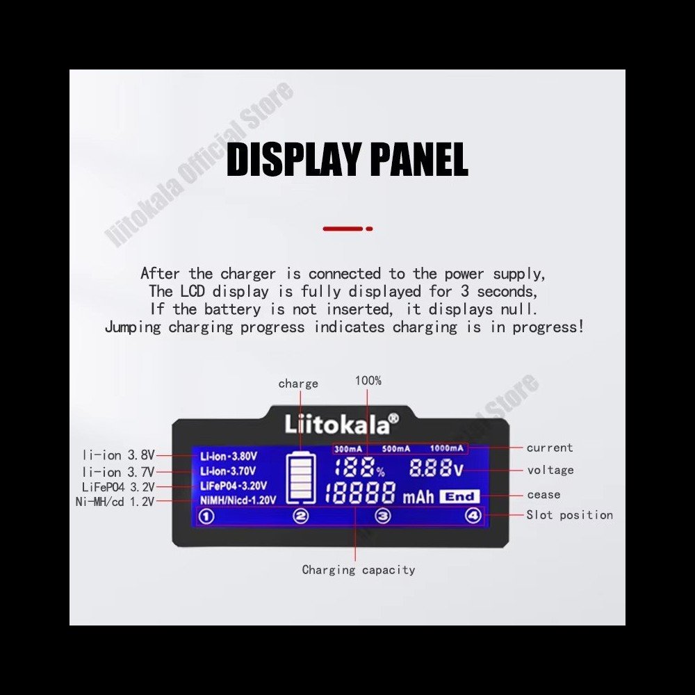 efillooc liitokala lii-d4xl battery charger