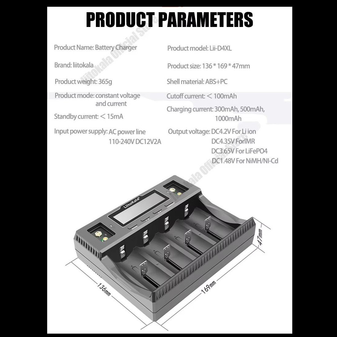efillooc liitokala lii-d4xl battery charger