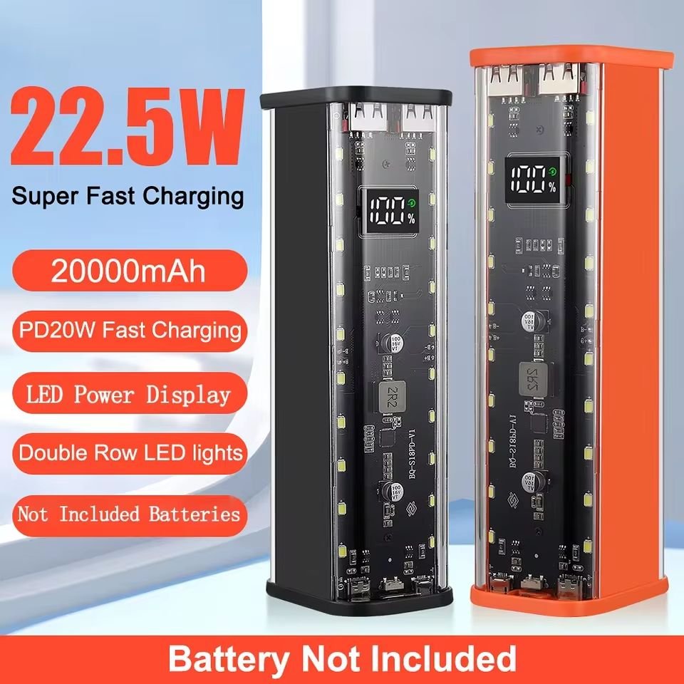 efillooc 8×18650 Led Light Power bank shell case PD 22W (4) efillooc 8x18650 Led Light Power bank shell case battery box